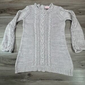 Little Lass Girls Cable Knit Sweater Dress Metallic Sparkle Size 6‎